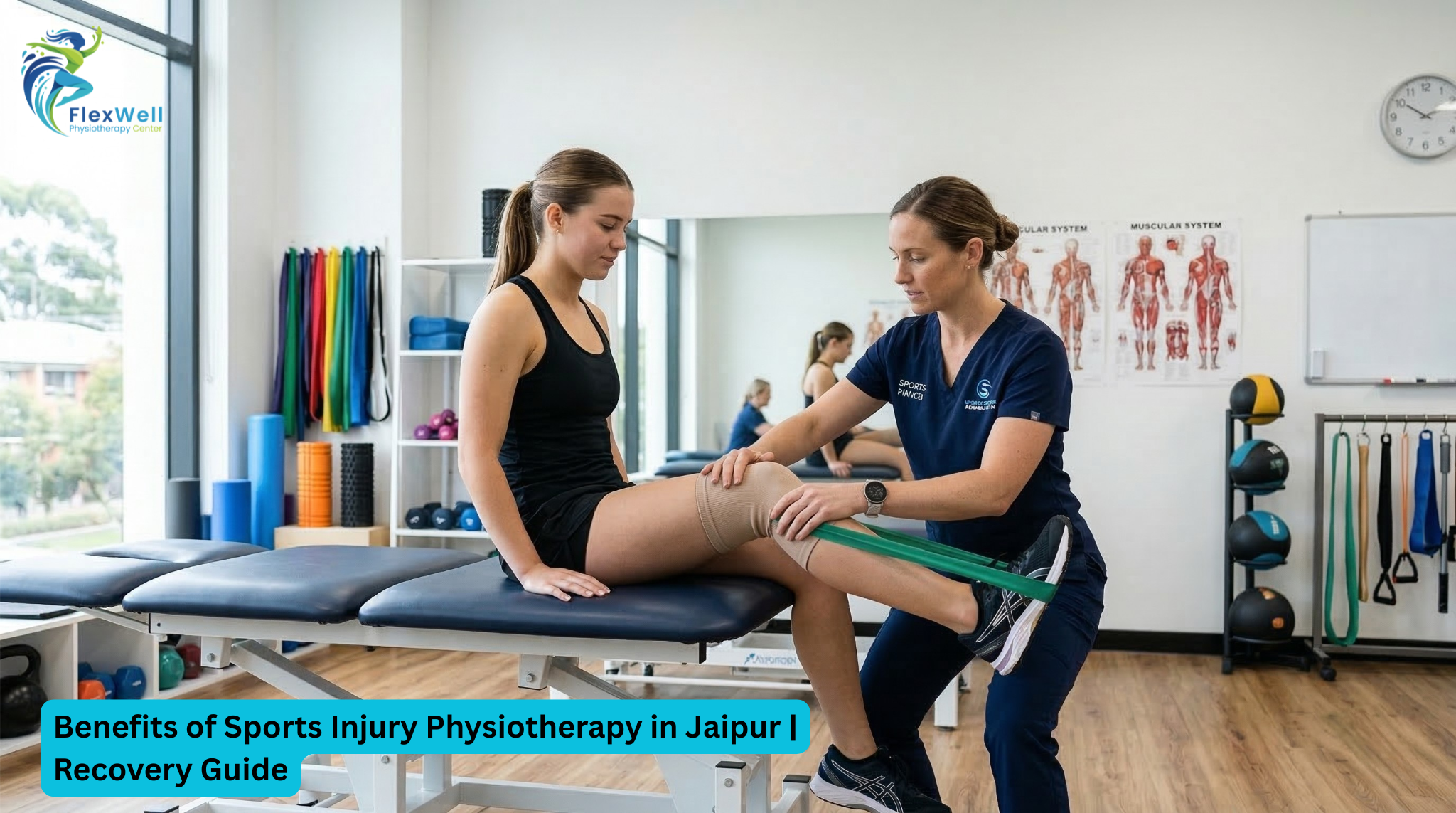 Sports injury physiotherapy treatment in Jaipur helping an athlete recover through rehabilitation exercises and professional physiotherapy care.