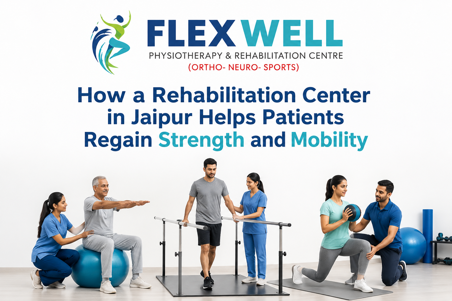 Patient receiving rehabilitation therapy at a rehabilitation center in Jaipur under the guidance of a physiotherapist.